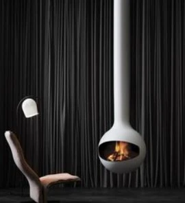 Freestanding White Ball Hanging Fierplace