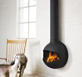 Freestanding White Ball Hanging Fierplace